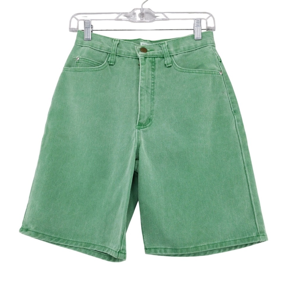 Vintage 90s Mixed Blues Denim Shorts Womens 9 Green High Waisted Mom Shorts USA